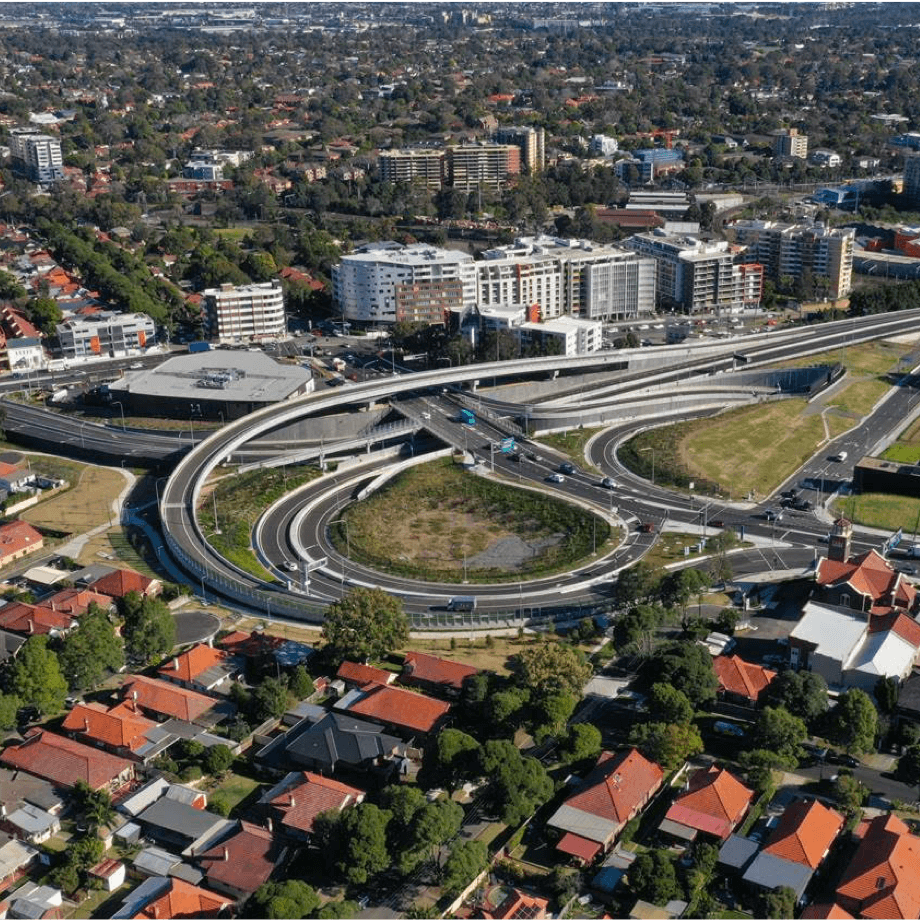 Aerial view of WestConnex in Sydney, Australia